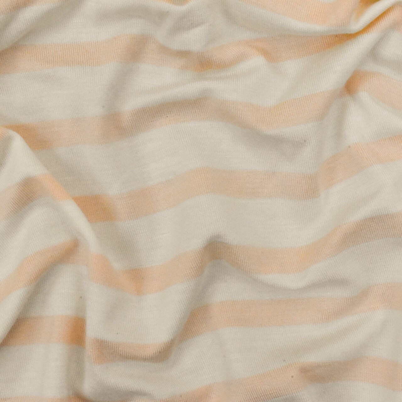 Peach-Ivory Stripe Stretch Spandex Rayon Modal Jersey Knit Fabric By the Yard